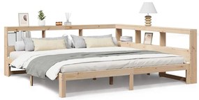 3324373 vidaXL Легло с етажерка за книги, без матрак, 180x200 см, бор масив