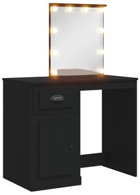 834971 vidaXL Тоалетка с LED лампи, черна, 90x42x132,5 см
