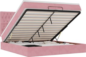 3314419 vidaXL Османска легло с матраци и LED, розово, 200x200 см, кадифе
