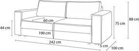 Кафяво-сив сгъваем диван от рипсено кадифе 245 cm Nihad – Bobochic Paris