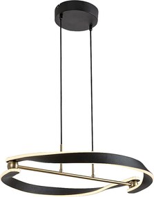 Rabalux Adalind, полилей, черно/златна метална лампа, черен PVC кабел, 40W, с абажур: 2200, без абажур: 4800, 3000, D60cm,