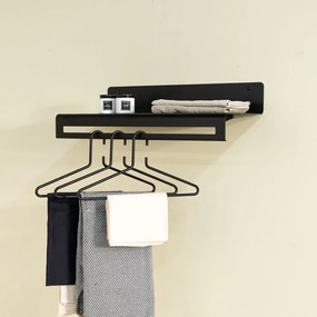 Черна метална стенна закачалка с рафт 60 cm Sway – Spinder Design