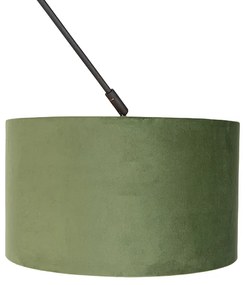 Висяща лампа черна с кадифена абажур зелена със злато 35 см - Blitz