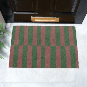 Изтривалка от кокосови влакна 40x60 cm Pink &amp; Green Half Stripes – Artsy Doormats