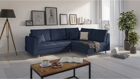 Тъмносин ъглов диван (десен ъгъл) Ariella - Ropez
