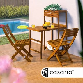 Градински комплект от 3 части CASARIA® от акациево дърво - сгъваема маса + 2 стола