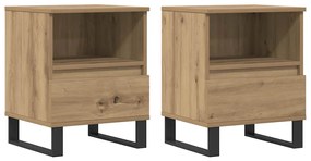857379 vidaXL Нощни шкафчета 2 бр дъб артизан 40x35x50 см инженерно дърво