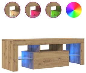 856302 vidaXL ТВ шкаф с LED осветление, 120x36,5x40 см, инженерно дърво