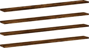 838285 vidaXL Стенни рафтове 4 бр опушен дъб 100x10x1,5 см инженерно дърво