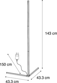 Подова лампа черна с LED с RGB и дистанционно управление - Carla