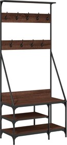 Стойка за дрехи и рафт за обувки, кафяв дъб, 80x40x184 см