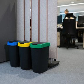 Черни контейнери за рециклиране в комплект от 3 контейнера за сортирани отпадъци от рециклирана пластмаса 25 л Twist - Rotho