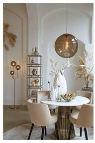 Кръгла маса за хранене в бяло и бронз с мраморен плот ø 100 cm Leyda - Light &amp; Living