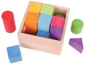 Bigjigs - Дървени многоцветни блокчета - Геометрични фигури - Дъга