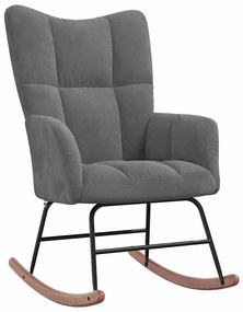 328140 vidaXL Люлеещ стол, тъмносив, кадифе