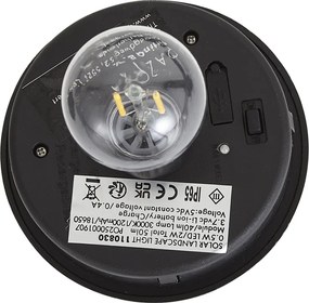 Модерен външен стълб черен с оребрено стъкло вкл. LED соларна IP65 - Ribble Mushroom