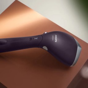 Уред за гладене с пара Philips STH7050/30, 1500W, 100 + 200 мл, 28 г/мин, OptimalTEMP, Регулируема глава, 2 нива на пара, Аксесоари, Черен/лилав