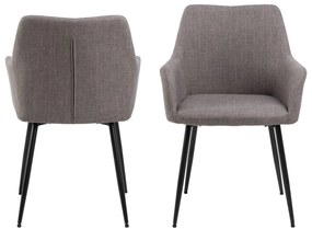 Светлосиви тапицирани трапезни столове в комплект с подлакътници 2 бр. Lizzy – Actona