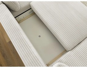 Кремав разтегателен ъглов диван от рипсено кадифе (ляв ъгъл/"U" форма) Lucien – Bobochic Paris