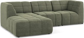 Зелен ъглов диван от прежда с примки от букле (ляв ъгъл) Aloha – Makamii