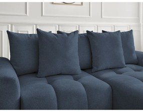 Син шенилов сгъваем/с място за съхранение ъглов диван (десен ъгъл) Roxelane – Bobochic Paris