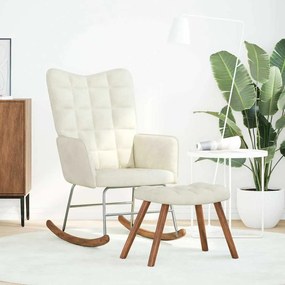 4016852 vidaXL Люлеещ се стол с табуретка, кремав кадифен