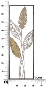 Декорация за стена в златно, 30,5 x 91 cm Foglie - Mauro Ferretti