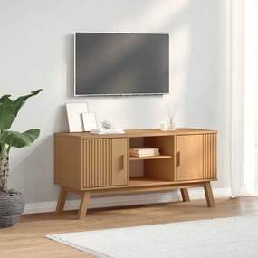 358600 vidaXL ТВ шкаф OLDEN, кафяв, 114x43x57 см, борово дърво масив
