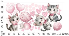 Детски стикер за стена - розови котенца Šírka: 100 cm | Dĺžka: 200 cm