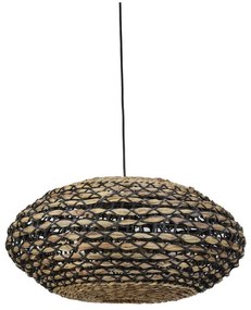 Лампа за таван в черно цвят с абажур от ратан и морска трева ø 60 cm Tripoli - Light &amp; Living