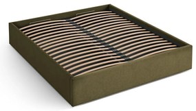 Зелено двойно легло 160x200 cm тапицирано с място за съхранение/без табла с включена подматрачна рамка Susan – Micadoni