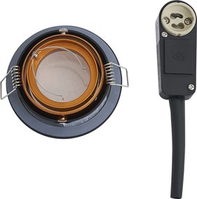 Комплект от 6 модерни вградени спота черни със злато, въртящи се и накланящи се IP44 - Chuck