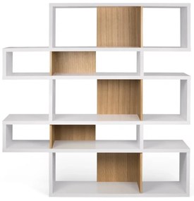 Бяла етажерка за книги с дъбови детайли Лондон - TemaHome