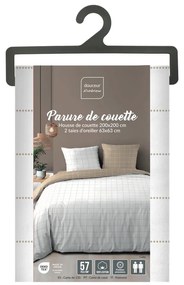 Бяло/бежово двойно памучно спално бельо 200x200 cm Cadria – douceur d'intérieur