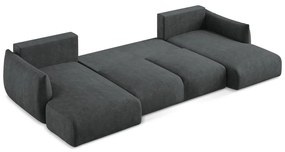 Тъмносив шенилов сгъваем ъглов диван (U форма) Leila – Makamii