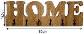 Масивна дъбова закачалка за стена HOME - 50 x 16,5 cm