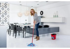 Комплект за почистване на под Vileda Super Mocio, 3 части, 10 л, Отцеждащ механизъм, Червен