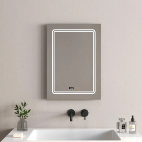 LED огледало ICL 1791 Inter Ceramic, с нагревател, с часовник и температура, 50x70см