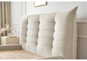 Бежово тапицирано двойно легло с място за съхранение с решетка 160x200 cm Clothilde - Bobochic Paris