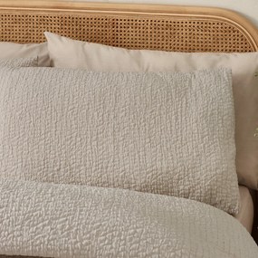 Светлокафяво двойно удължено крепово спално бельо 230x220 cm Crinkle Seersucker – Catherine Lansfield