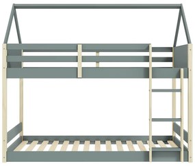 Къща/двуетажно детско легло 90x190 cm с включена подматрачна рамка в естествен цвят/сиво-зелено Valka – Marckeric