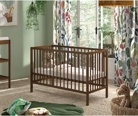 Кафяво детско креватче 60x120 cm от масивен бук с регулируема височина Dino – Vipack