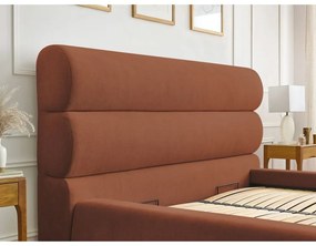 Оранжево тапицирано двойно легло с място за съхранение с решетка 180x200 cm Jagna - Bobochic Paris