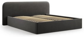 Черно двойно тапицирано легло с място за съхранение с включена подматрачна рамка 200x200 cm Elizabeth – Micadoni