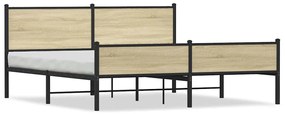 3301400 vidaXL Метална рамка за легло, без матрак, сонома дъб, 160x200 см