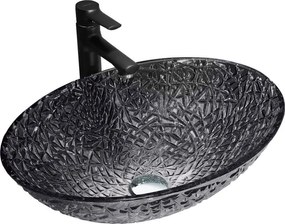 Mexen Goa стъклена мивка за монтаж върху плот 50 x 36 cm, черна - 24085070