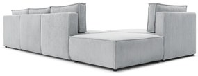 Светлосив променлив ъглов диван от велур Nihad modular - Bobochic Paris
