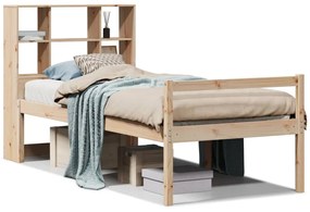 3322002 vidaXL Легло с рафтове за книги, без матрак, 90x190 см, бор масив