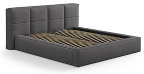 Тъмносиво двойно легло 140x200 cm тапицирано с място за съхранение с включена подматрачна рамка Simon Darren – Micadoni