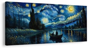 Картина на платно – Звездна нощ край реката